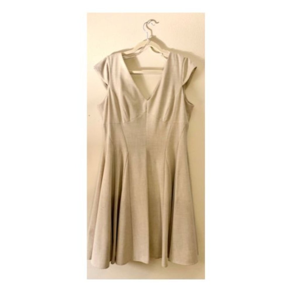 Beige A-line Vintage Style Dress